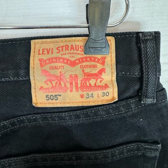 Levi Strauss & Co Black 505 Regular Fit Jeans Size 34x30 - Picture 5 of 8
